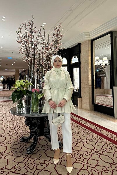 ByBensu Ceket Micro Piliseli - Kırık Beyaz