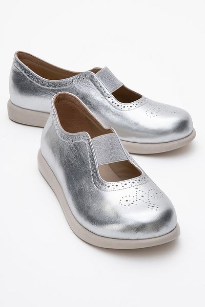 LuviShoes Pantofi casual de damă CHELLE din piele naturală elastică argintiu metalic