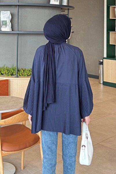 lamelif Tunic with Binding Detail Navy Blue