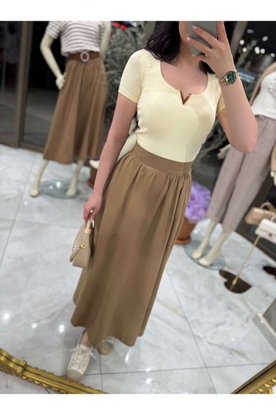 missswans Rona Midi Μήκος Φούστα Camel
