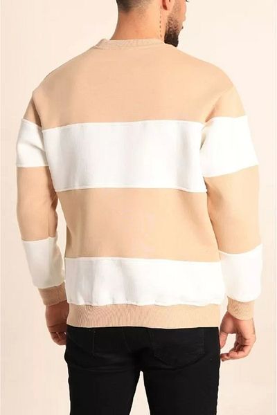 CVS Segmented Crew Neck Printed Sweatshirt - Beige