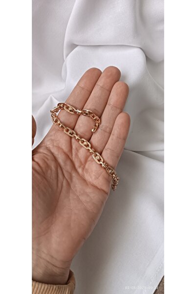 ARİ TAKI Steel Bracelet with Ball Inside Paper Clip Link Rose