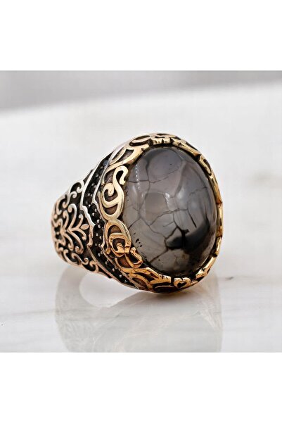Asteria Jewelry Gri Akik Taşlı Gümüş Yüzük