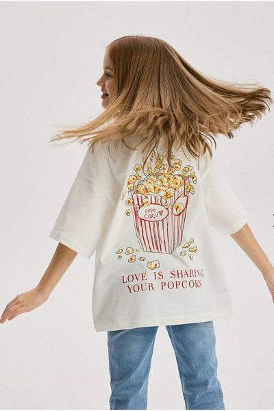 Daisy Dolly Girl's Back Printed Oversize T-Shirt