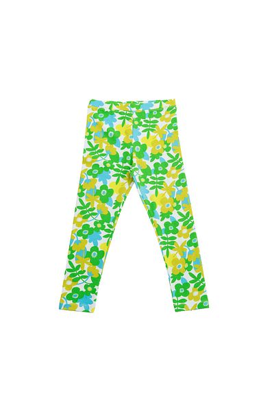 LOVETTI Girl's Green Blue Flower Patterned Tights