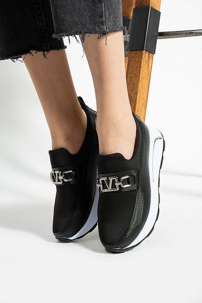 HVZ Exclusive Pantofi sport negri cu cataramă în V Confort cu talpă moale Snekaer