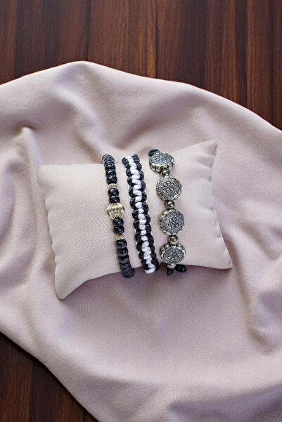 Serhat Aksesuar ve El İşçilik سوار من الحجر الطبيعي الفضي المضفر باللون الأسو...