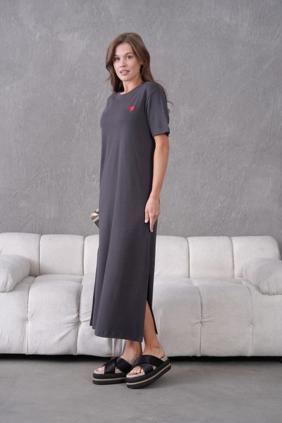 Park Karon Embroidered Short Sleeve Slit Summer Combed Cotton Dress