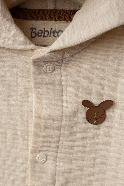 Bebitof Cute Figures Patterned Hooded Cotton Baby Cardigan