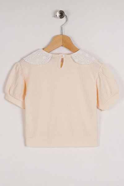 zepkids Dětské límec krajkové mini kostkované dívčí tričko Ecru Color