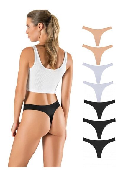 yokyokcollection Thong Laser Cut Women's Panties No Trace 7 Pieces
