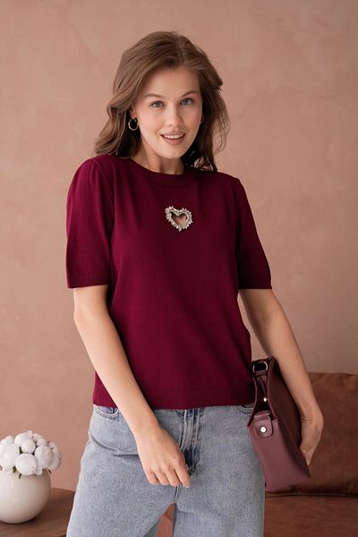 Park Karon سترة مرسيريزد بأكمام قصيرة مع تفاصيل إكسسوارات حجرية