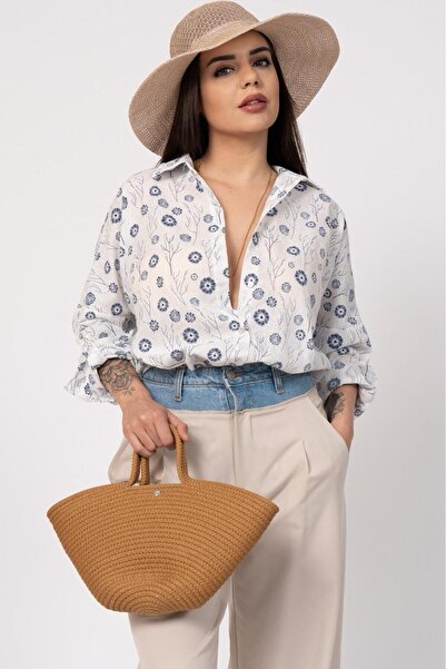MissVina Сорочка з квітковим візерунком і складками на рукавах 2857
