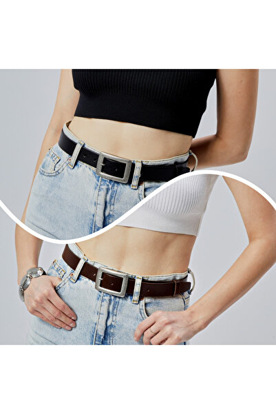 Livize 2-х частинний ремінь з натуральної шкіри для жінок, 3 см, з підроблено...