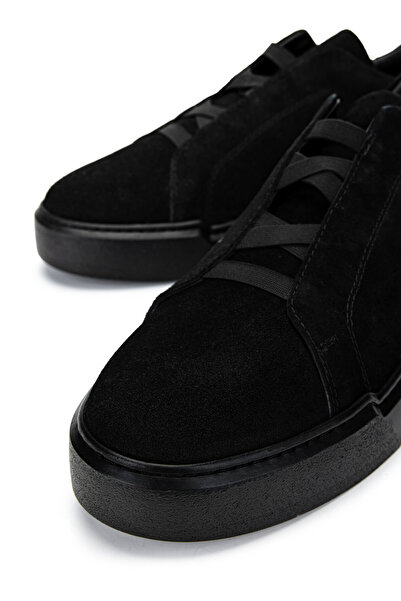 Tamer Tanca Erkek Hakiki Deri Siyah Süet Sneakers & Spor Ayakkabı