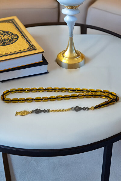 Muammer Köksal Design Rozariu din chihlimbar galben de foc – Aspect natural, ...