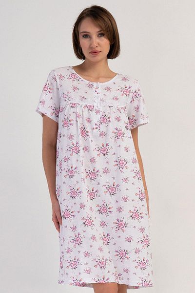 VİENETTA Women's Short Sleeve Pink Nightgown 100% Cotton C8T7N7O161