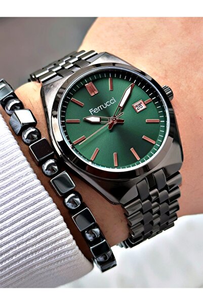 Ferrucci FERRUCCİ YEŞİL KADRANLI FUNCTION SİYAH METAL ERKEK KOL SAATİ