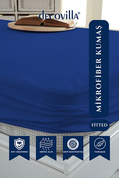 Decovilla Micro Fitted Full Edge voděodolný chránič matrace Chránič matrace prostěradlo půlnoční modré