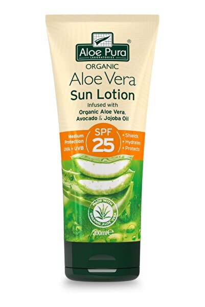 Aloe Pura لوشن واقي من الشمس بخلاصة الصبار العضوي SPF25، 200 مل