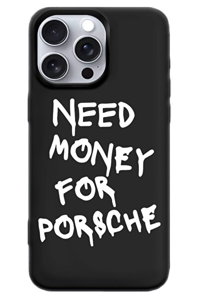 WANNA PROTECT iPhone 16 Pro Siyah İçi Kadife Need Money Desenli Silikon Telef...