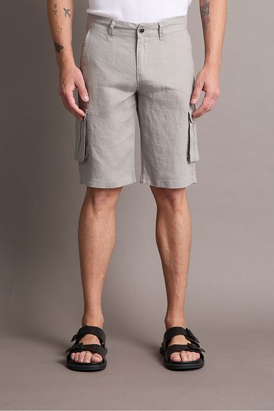 muzzo jeans Cargo Pocket Cream 100% Linen Shorts