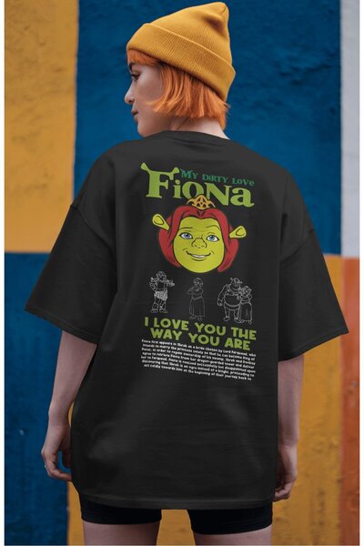 CNGZSHOP تي شيرت فيونا للزوجين مطبوع على الظهر، تي شيرت كبير الحجم بطابع فيلم الرسوم المتحركة