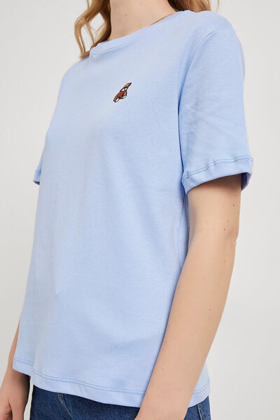 Arma Life Γυναικείο καλοκαιρινό μπλουζάκι με κέντημα αρκουδάκι με κοντομάνικο μπλε