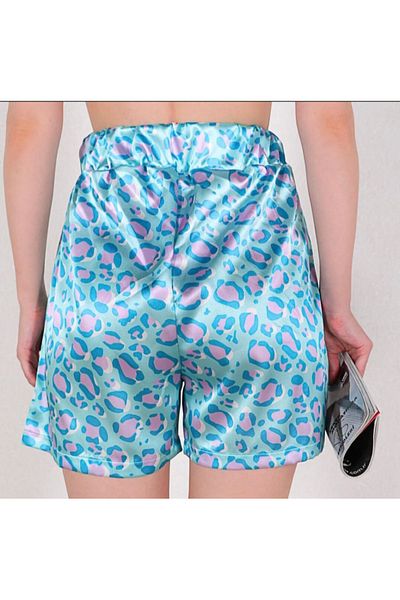 G&H UNDERWEAR Pantaloni scurți albaștri cu model leopard