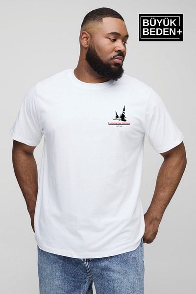 Superlife Superlife Men's Large Size Sailing Printed Crew Neck T-Shirt Spr25Bts903