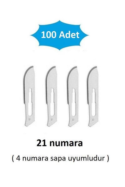 QBR Home Pack of 100 Number 21 Wooden Sculpture Carving Art Replacement Blade. Pass-Through Type (Compatible with Number 4 Handle)