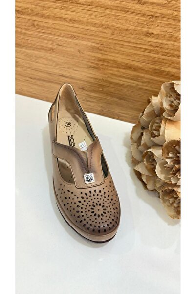 Scavia Keen Women's Summer Genuine Leather Orthopedic Wedge Heel Perforated Shoes