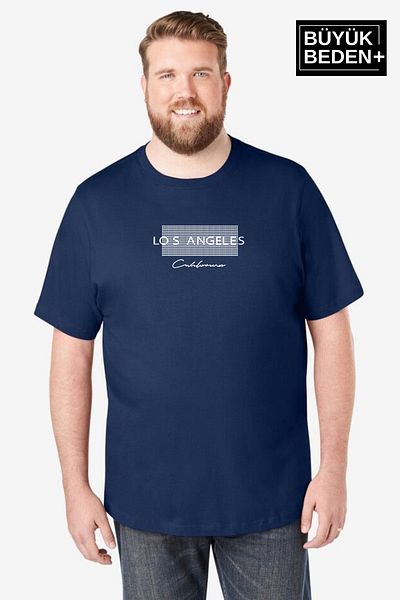 Superlife Ανδρικό μπλουζάκι Superlife μεγάλου μεγέθους Las Angeles με στάμπα με λαιμόκοψη SPR25BT909