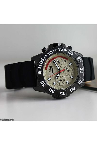 MICHAEL TOMMY Mt20305Gsygr93 Men's Wristwatch with Silicone Cord