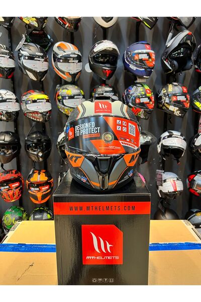 MT Helmets KASK MT FF106B TARGO S IVAN ORTOLA B4 MAT SİYAH-TURUNCU