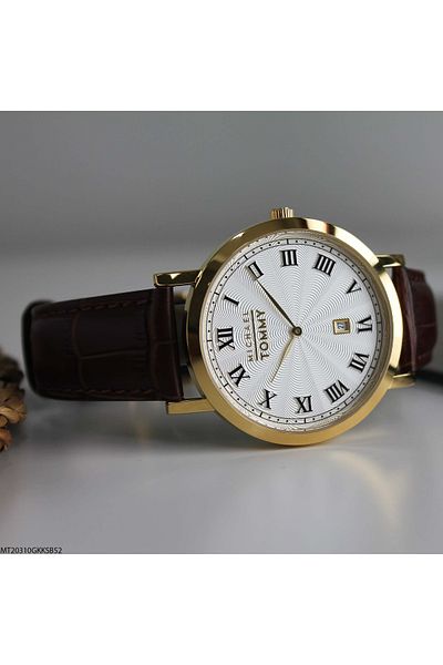 MICHAEL TOMMY Mt20310Gkksb52 Men's Wrist Watch with Leather Band