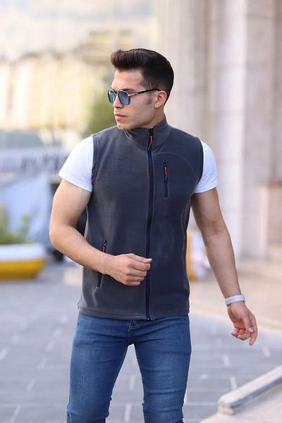 Kozik Men's Vest Sleeveless 3 Pockets Men's Fleece Casual Standard Non-Pilling Fleece Vest Men's