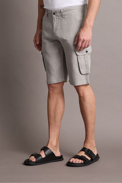 muzzo jeans Cargo Pocket Cream 100% Linen Shorts