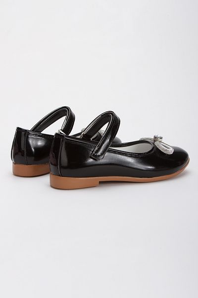 Lideral Black Color Girl's Ballerina Shoes Stoned Bow Children's Ballerina Girl's Orthopedic Black Ballerina