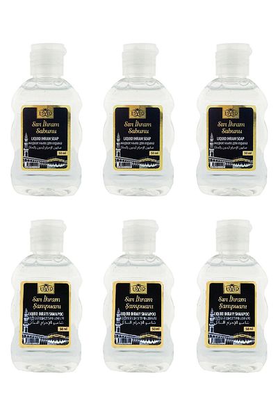 ESVED Unscented Liquid Ihram Soap and Unscented Liquid Ihram Shampoo 50ml 6 Pieces