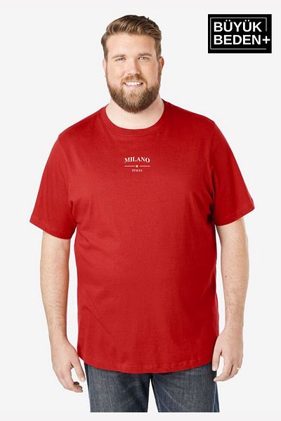 Superlife Superlife Men's Large Size Milano Italia Printed Crew Neck T-Shirt Spr25Bts907