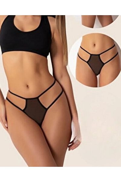 noirsecret Tegan Large Size Fantasy Black Sexy Tül Women's String - Fantasy Thong Tg 270036 -B
