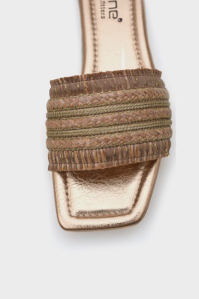 Capone Outfitters Γυναικείες παντόφλες Keren Flat Heeled Straw Blunt Toe