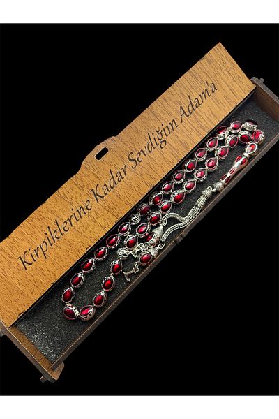 KANUNİ TESBİH Red Enamel Embroidered Letter Metal Rosary, Letter Rosary, Gift Rosary, Men's Rosary