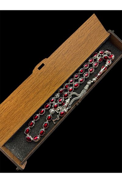 KANUNİ TESBİH Red Enamel Embroidered Letter Metal Rosary, Letter Rosary, Gift Rosary, Men's Rosary