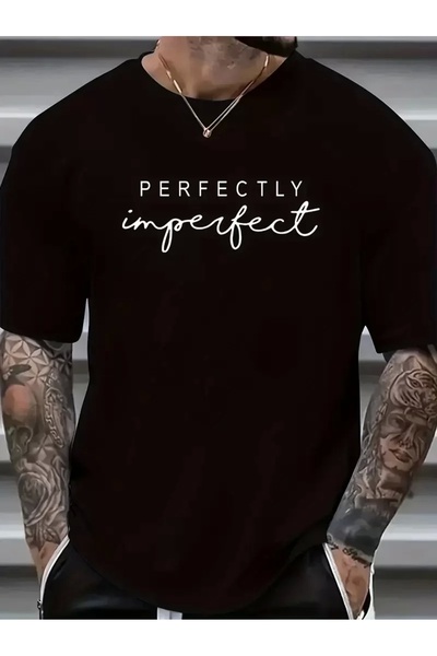 LUMİART Front back printed perfectly casual short sleeve t-shirt for men - black
