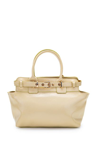 minebag Belt Detailed Faux Leather Women's Crossbody Bag Despina Butter Yellow