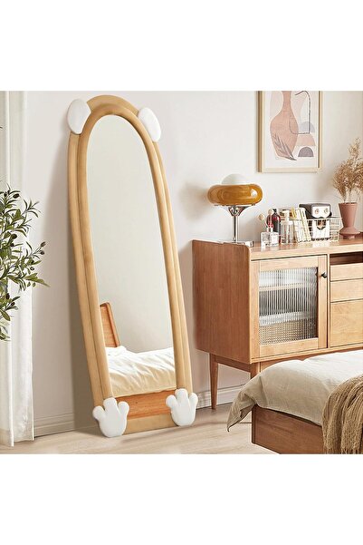 Generic Full Length Mirror Floor Mirror, Wall Mirror Soft Velvet Fabric Frame Brown160x60CM