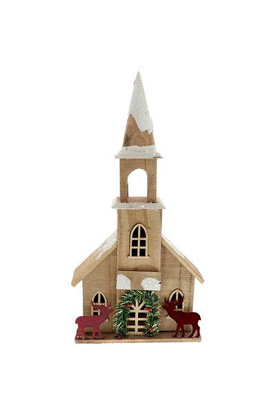 GiftExpress Illuminated Wooden Church 38cm