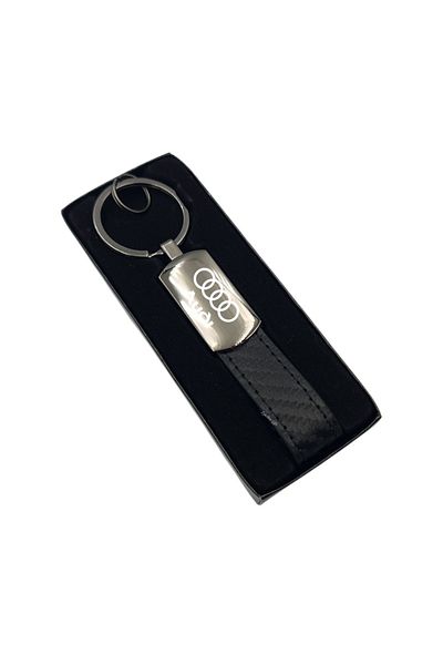 Gülay AVM Audi Logo Printed Metal Leather Boxed Keychain Byp-1596
